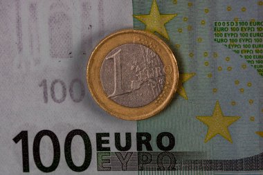 EURO para banknotları, EUR 'un detaylı fotoğrafı. Avrupa Birliği para birimi