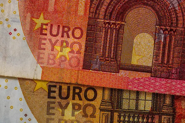 EURO para banknotları, EUR 'un detaylı fotoğrafı. Avrupa Birliği para birimi