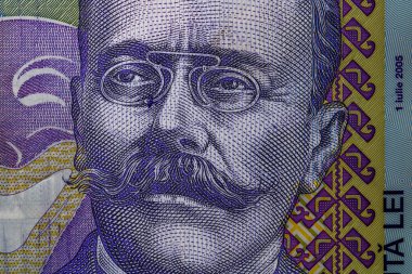 LEI para banknotları, RON 'un detaylı fotoğrafı. Romanya para birimi