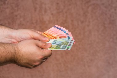 EURO para banknotları, EUR 'un detaylı fotoğrafı. Avrupa Birliği para birimi