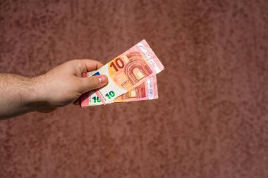 EURO para banknotları, EUR 'un detaylı fotoğrafı. Avrupa Birliği para birimi