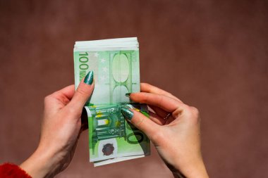 EURO para banknotları, EUR 'un detaylı fotoğrafı. Avrupa Birliği para birimi