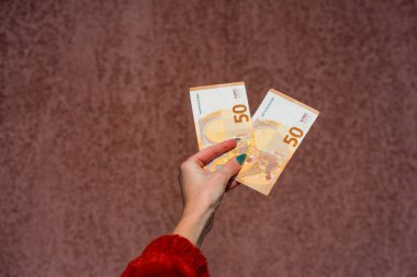 EURO para banknotları, EUR 'un detaylı fotoğrafı. Avrupa Birliği para birimi