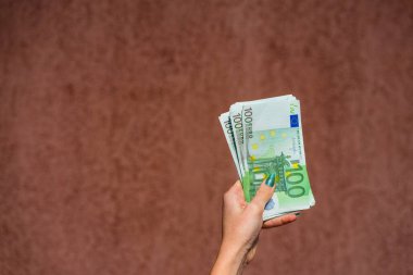EURO para banknotları, EUR 'un detaylı fotoğrafı. Avrupa Birliği para birimi