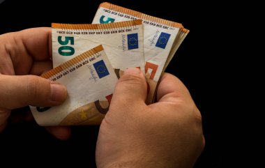EURO para banknotları, EUR 'un detaylı fotoğrafı. Avrupa Birliği para birimi