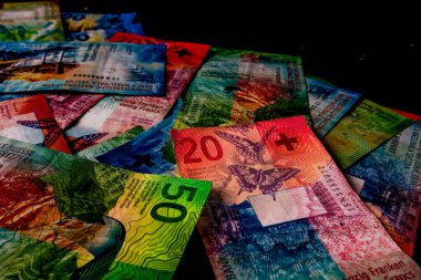 CHF para banknotları, İsviçre frangının detaylı fotoğrafı. İsviçre Frangı