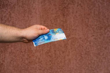 CHF para banknotları, İsviçre frangının detaylı fotoğrafı. İsviçre Frangı