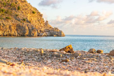 Saint Barthlemy 'deki huzurlu plaj (St. Barts, St. Barth, St. Barth)