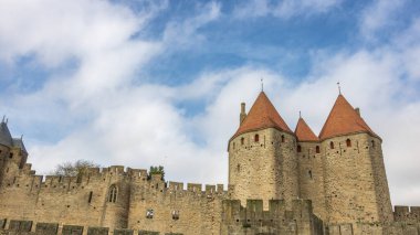 Fransa 'da Carcassonne Kalesi. Etkileyici ortaçağ kalesi.
