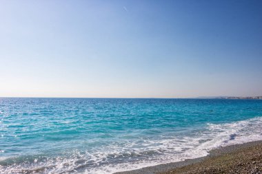 Fransa, Nice 'deki kumsal manzarası, Promenade des Anglais yakınlarında.