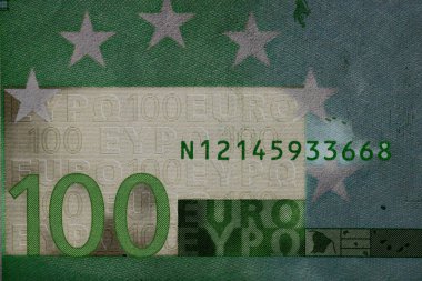 EURO para banknotları, EUR 'un detaylı fotoğrafı. Avrupa Birliği para birimi