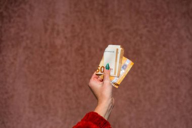 EURO para banknotları, EUR 'un detaylı fotoğrafı. Avrupa Birliği para birimi