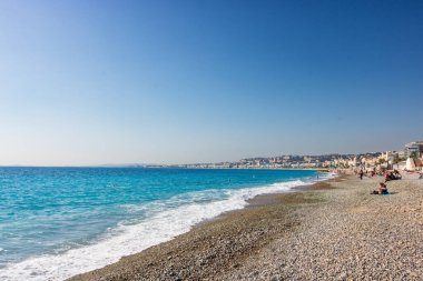 Fransa, Nice 'deki kumsal manzarası, Promenade des Anglais yakınlarında.