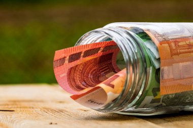 EURO para banknotları, EUR 'un detaylı fotoğrafı. Avrupa Birliği para birimi