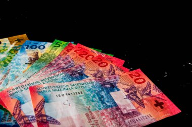 CHF para banknotları, İsviçre frangının detaylı fotoğrafı. İsviçre Frangı