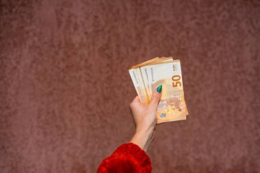 EURO para banknotları, EUR 'un detaylı fotoğrafı. Avrupa Birliği para birimi