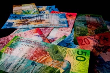 CHF para banknotları, İsviçre frangının detaylı fotoğrafı. İsviçre Frangı
