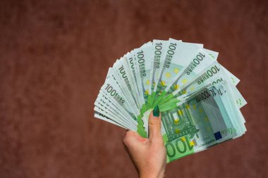 EURO para banknotları, EUR 'un detaylı fotoğrafı. Avrupa Birliği para birimi