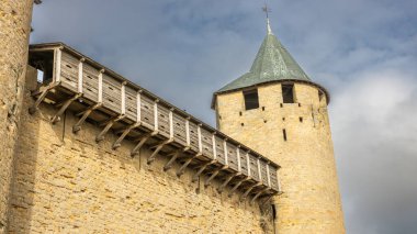Fransa 'da Carcassonne Kalesi. Etkileyici ortaçağ kalesi.
