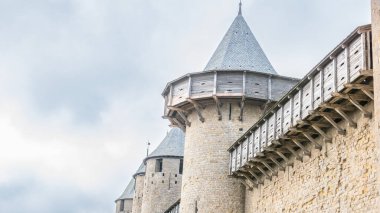 Fransa 'da Carcassonne Kalesi. Etkileyici ortaçağ kalesi.