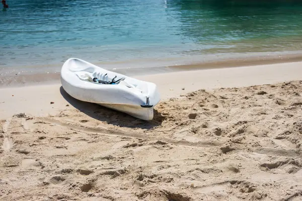 stock image Active rest, sport, kayak. Canoe on a sandy beach