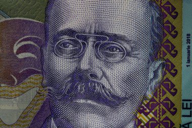 LEI para banknotları, RON 'un detaylı fotoğrafı. Romanya para birimi
