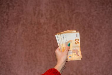 EURO para banknotları, EUR 'un detaylı fotoğrafı. Avrupa Birliği para birimi