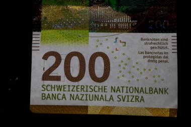 CHF para banknotları, İsviçre frangının detaylı fotoğrafı. İsviçre Frangı