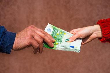 EURO para banknotları, EUR 'un detaylı fotoğrafı. Avrupa Birliği para birimi