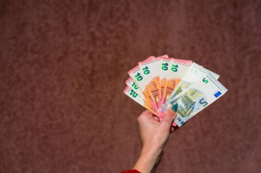 EURO para banknotları, EUR 'un detaylı fotoğrafı. Avrupa Birliği para birimi