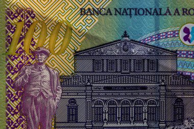 LEI para banknotları, RON 'un detaylı fotoğrafı. Romanya para birimi