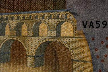 EURO para banknotları, EUR 'un detaylı fotoğrafı. Avrupa Birliği para birimi