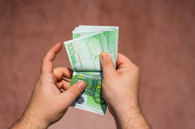 EURO para banknotları, EUR 'un detaylı fotoğrafı. Avrupa Birliği para birimi