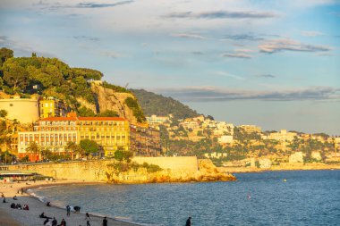 Nice, Fransa, Cote d 'Azur, Fransız Rivierası' nın panoramik manzarası