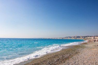 Fransa, Nice 'deki kumsal manzarası, Promenade des Anglais yakınlarında.