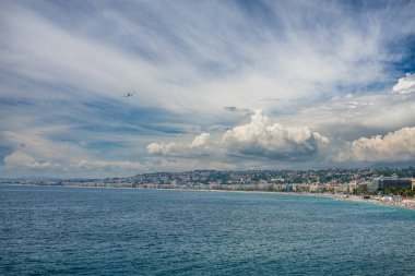 Nice, Fransa, Cote d 'Azur, Fransız Rivierası' nın panoramik manzarası