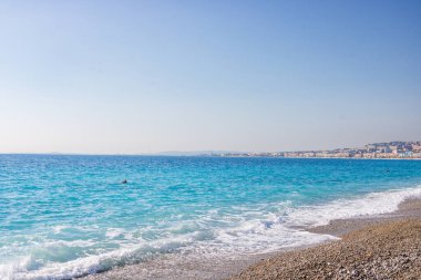 Fransa, Nice 'deki kumsal manzarası, Promenade des Anglais yakınlarında.