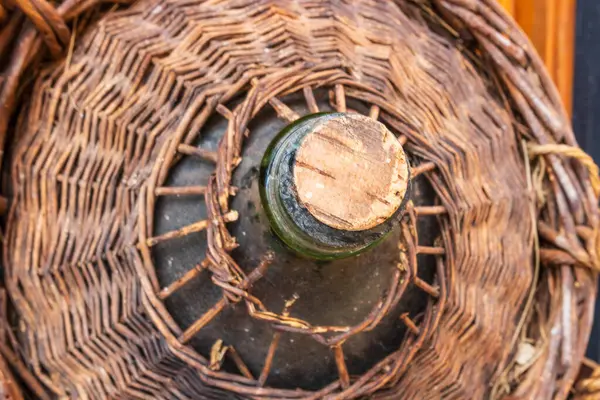 stock image Close-up of vintage wine demijohn