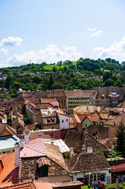 Panoramic landscape of the old town of Sighisoara, Transylvania clipart