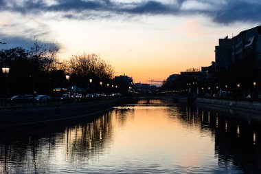 Bridge over Dambovita River. Cityscape Bucharest, Romania, 2023 clipart