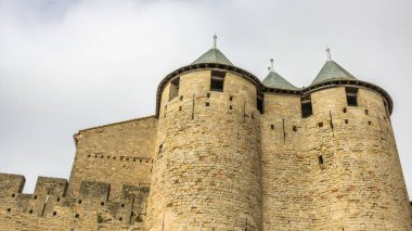 Fransa 'da Carcassonne Kalesi. Etkileyici ortaçağ kalesi.