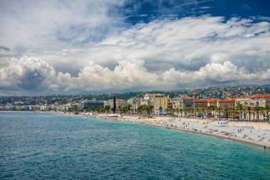 Nice, Fransa, Cote d 'Azur, Fransız Rivierası' nın panoramik manzarası