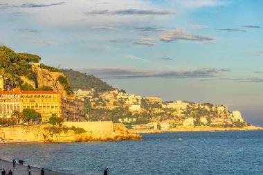 Nice, Fransa, Cote d 'Azur, Fransız Rivierası' nın panoramik manzarası