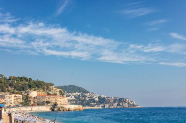 Fransa, Nice 'deki kumsal manzarası, Promenade des Anglais yakınlarında.