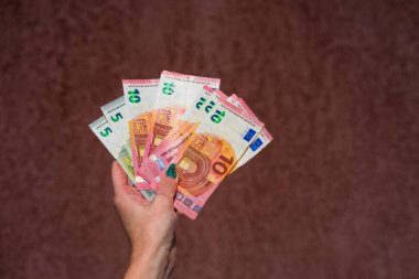 EURO para banknotları, EUR 'un detaylı fotoğrafı. Avrupa Birliği para birimi