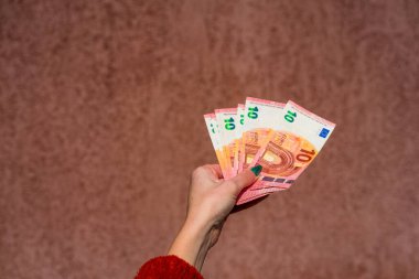 EURO para banknotları, EUR 'un detaylı fotoğrafı. Avrupa Birliği para birimi