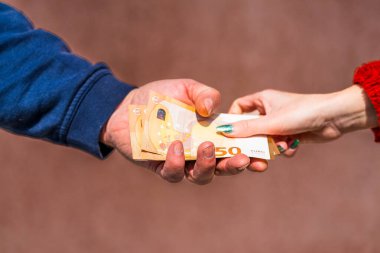 EURO para banknotları, EUR 'un detaylı fotoğrafı. Avrupa Birliği para birimi