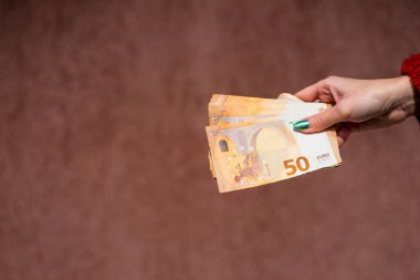 EURO para banknotları, EUR 'un detaylı fotoğrafı. Avrupa Birliği para birimi