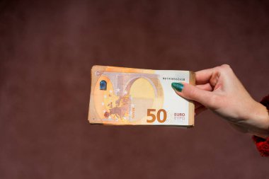 EURO para banknotları, EUR 'un detaylı fotoğrafı. Avrupa Birliği para birimi