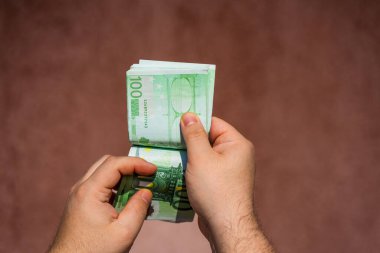 EURO para banknotları, EUR 'un detaylı fotoğrafı. Avrupa Birliği para birimi